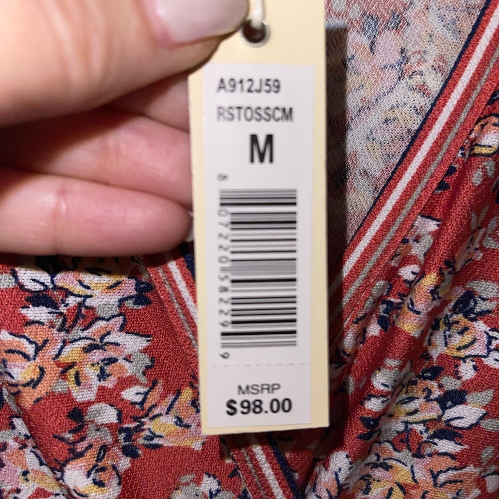 Max Studio Faux Wrap Dress New With Tags  orange melon color with flowers - Picture 4 of 7